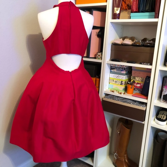 Halston Heritage Cutout Back Pleated Prom Dress - Picture 2 of 8